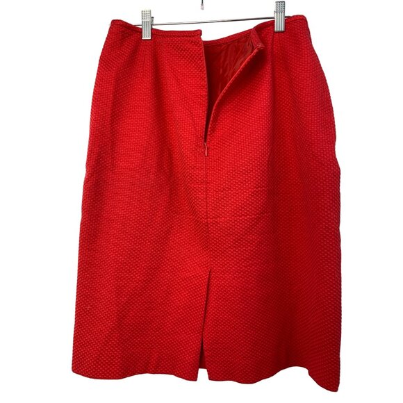 Le Suit Women's Red Textured Jacket & Skirt Set Size 10 Kasper Lined 7343 GUC - Picture 10 of 12